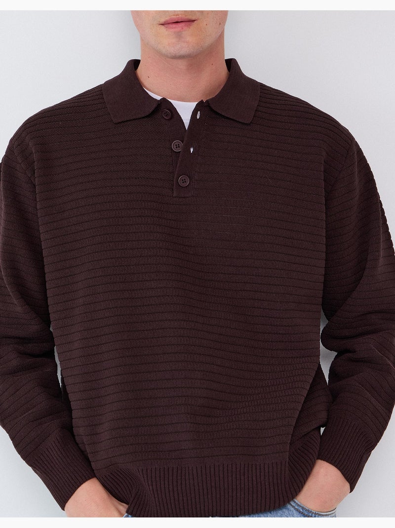 Maglione a maglia con collo polo, mo fashion Marrone - Kiabi