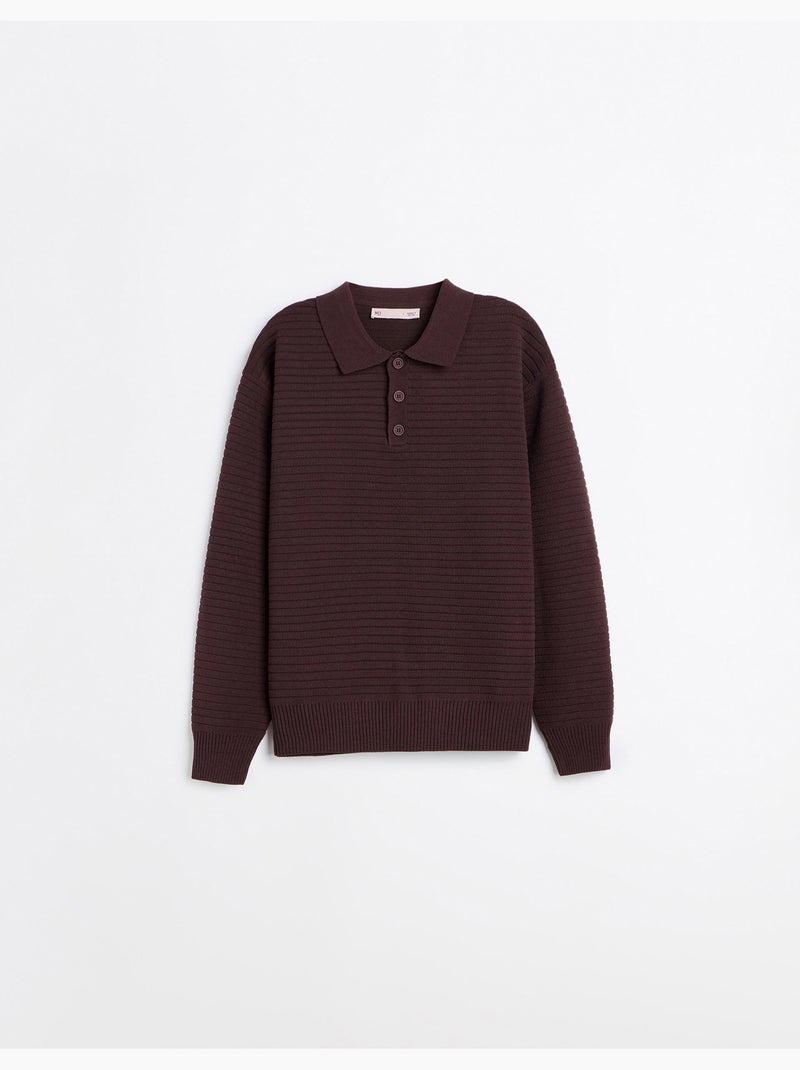 Maglione a maglia con collo polo, mo fashion Marrone - Kiabi