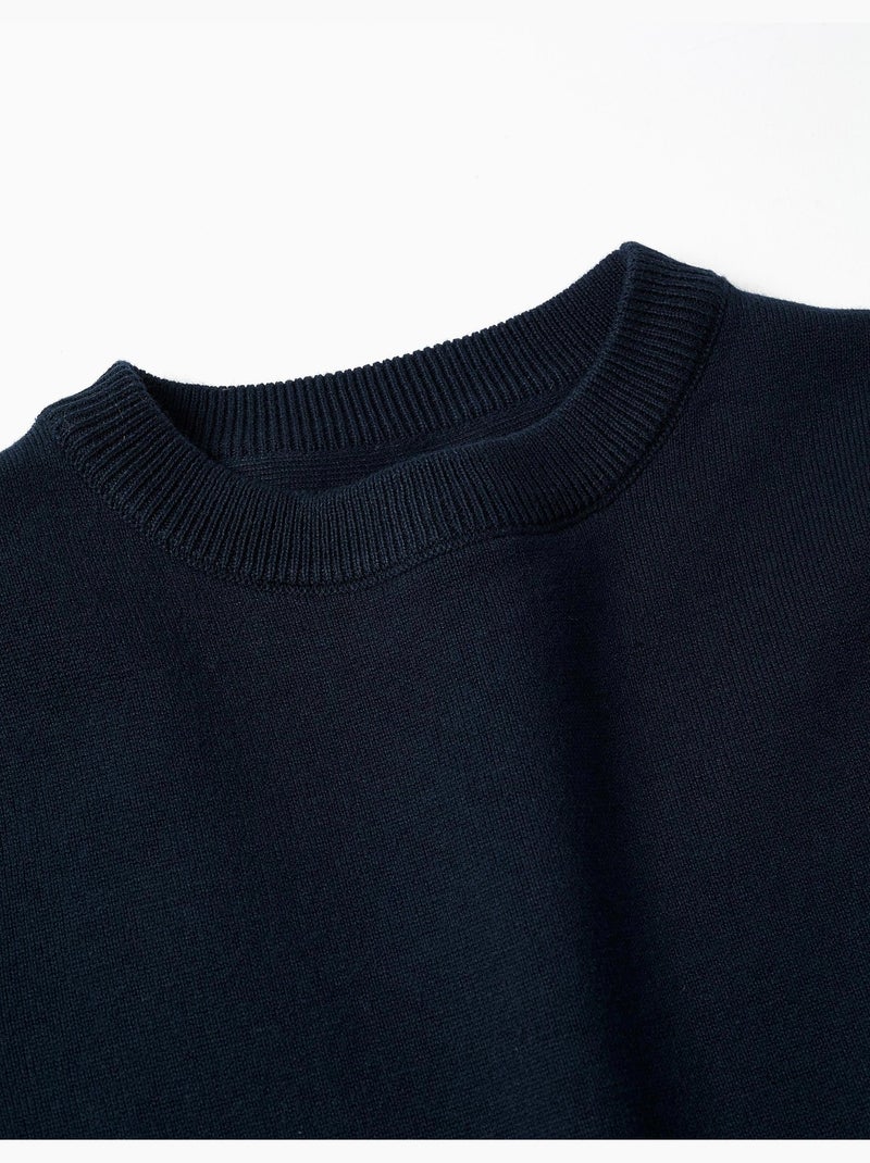 Maglione a maglia con estremità a coste Blu scuro - Kiabi
