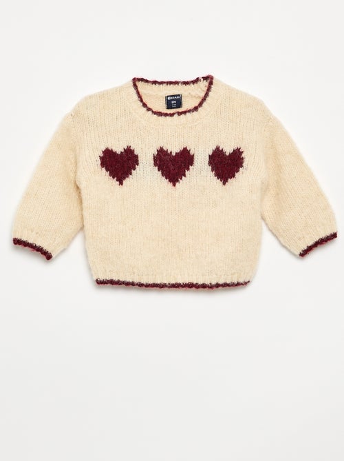 Maglione a maglia fine con stampa a cuori - Kiabi