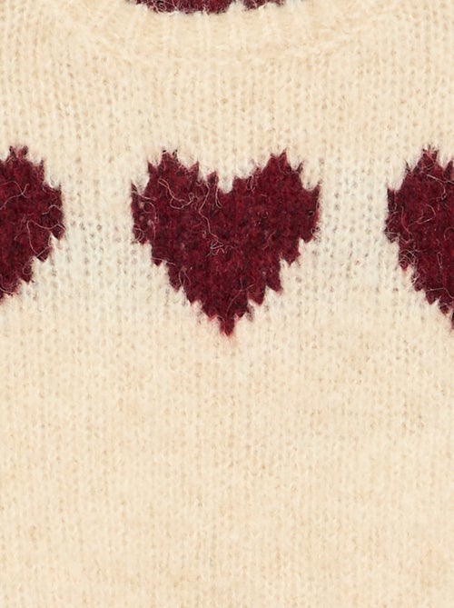 Maglione a maglia fine con stampa a cuori - Kiabi