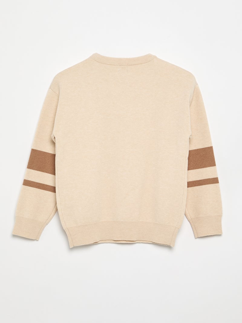Maglione a maglia fine girocollo Beige - Kiabi