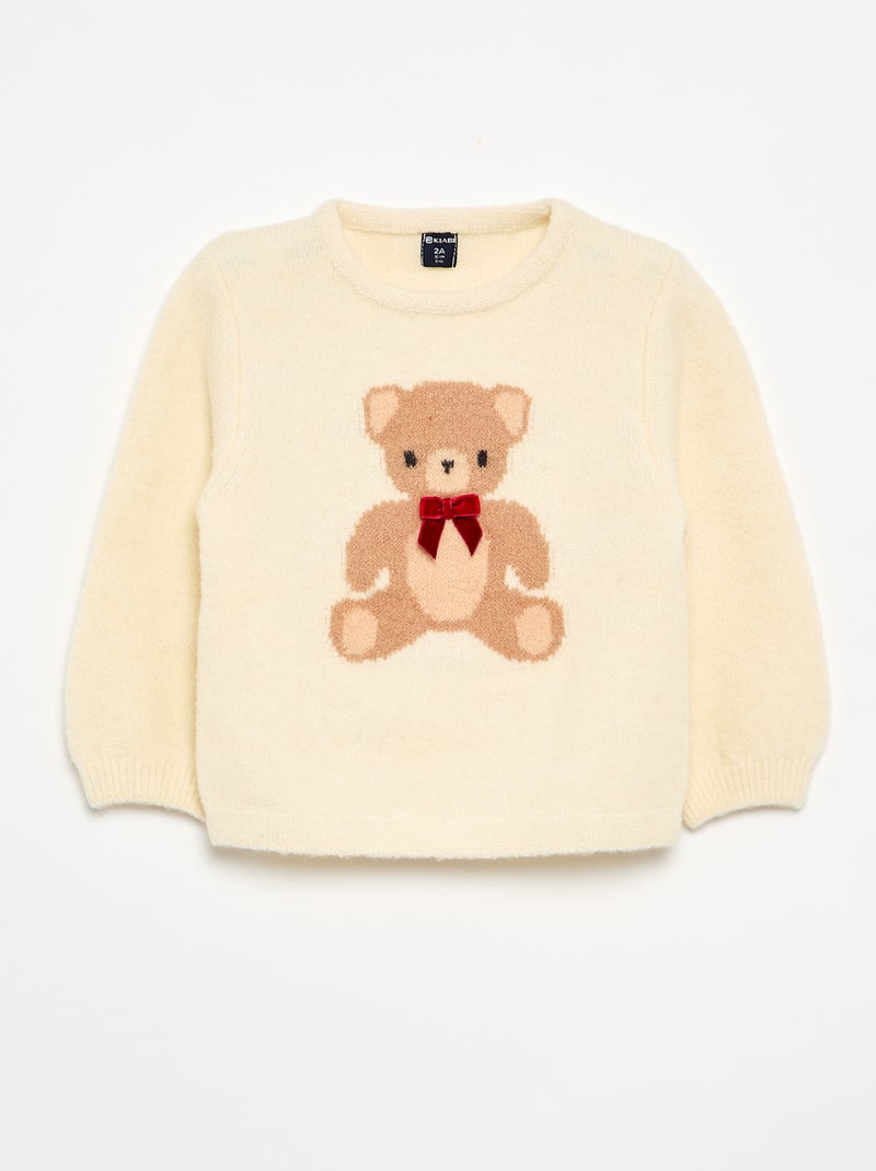 Maglione a maglia fine 'orsetto' Bianco - Kiabi