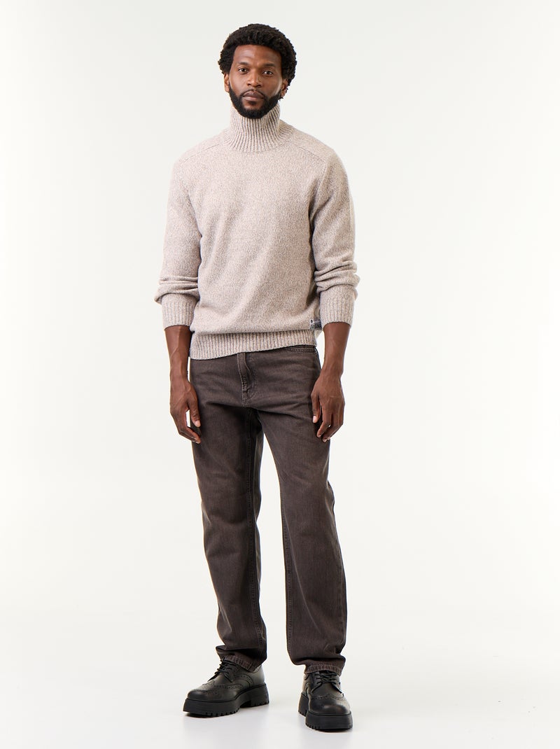 Maglione a maglia grossa a collo alto Beige - Kiabi