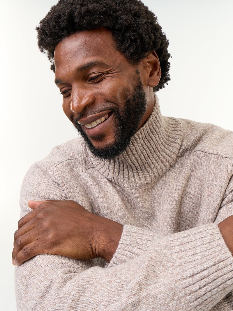 Maglione a maglia grossa a collo alto Beige - Kiabi