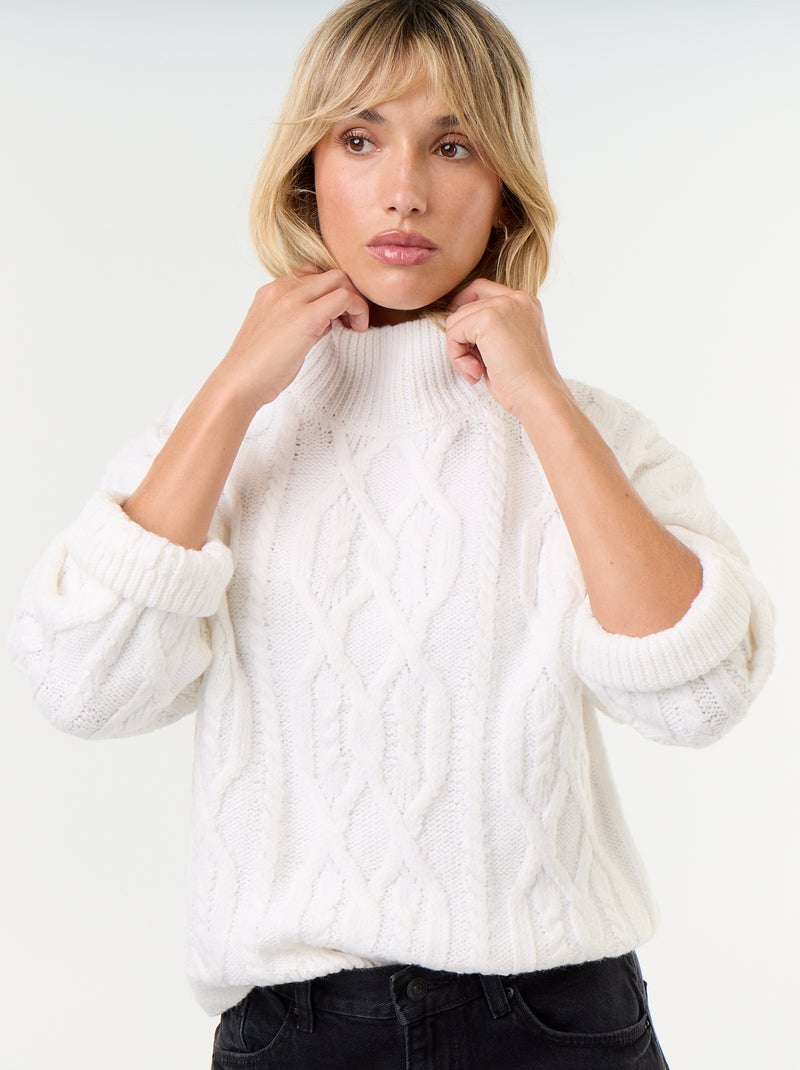 Maglione a maglia grossa a collo alto Bianco - Kiabi