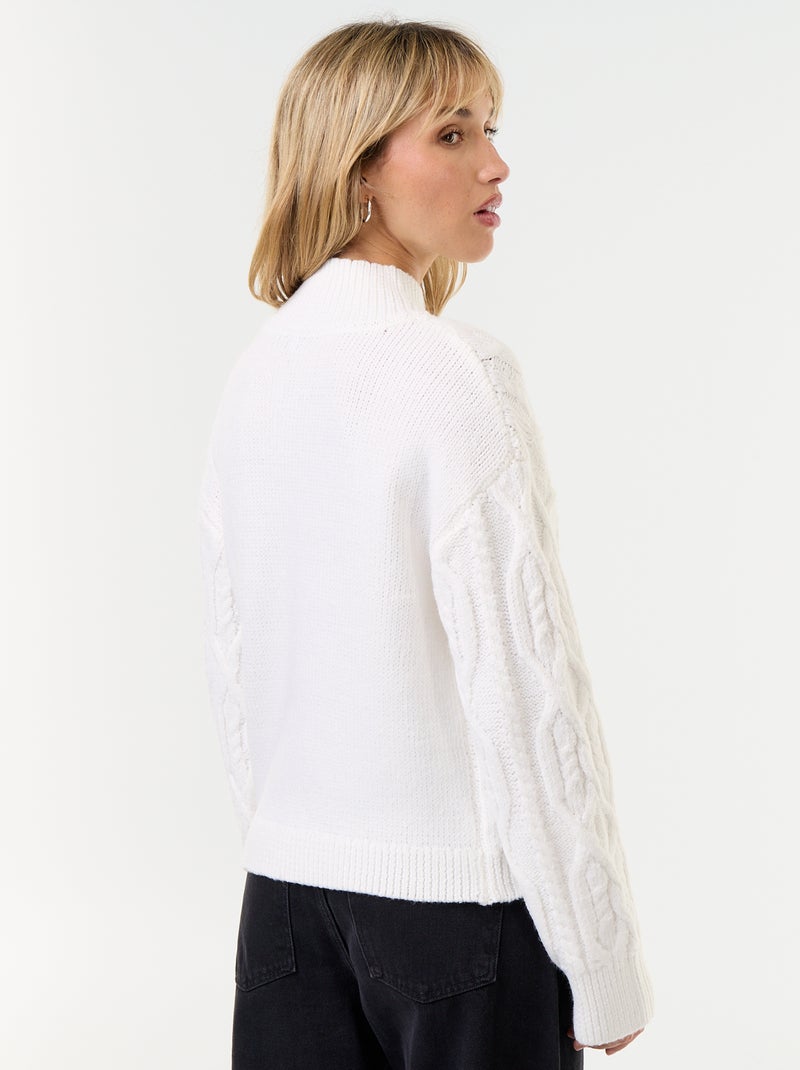 Maglione a maglia grossa a collo alto Bianco - Kiabi
