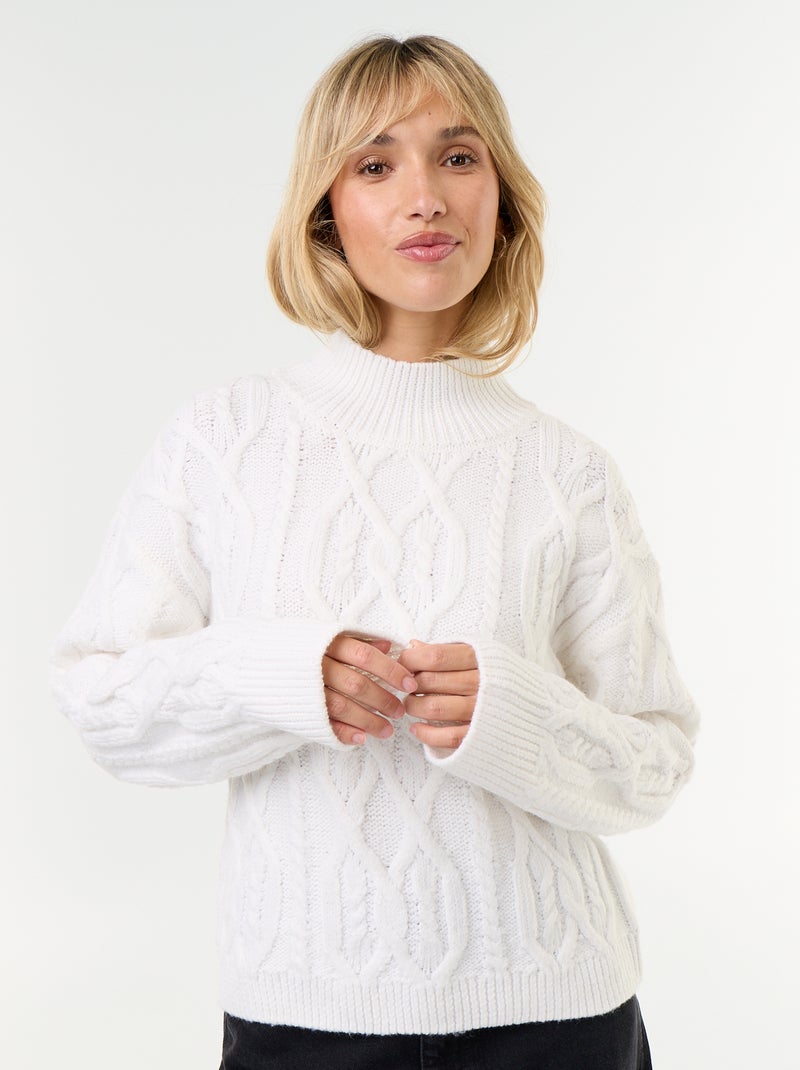 Maglione a maglia grossa a collo alto Bianco - Kiabi