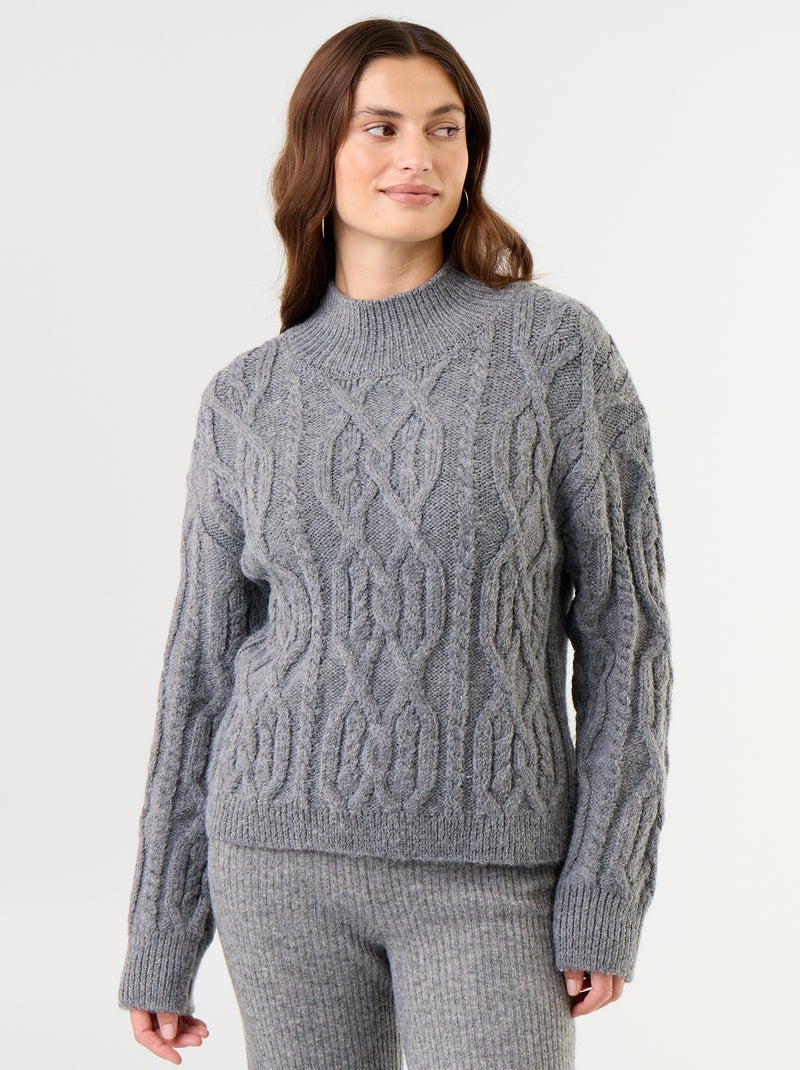 Maglione a maglia grossa a collo alto Grigio - Kiabi