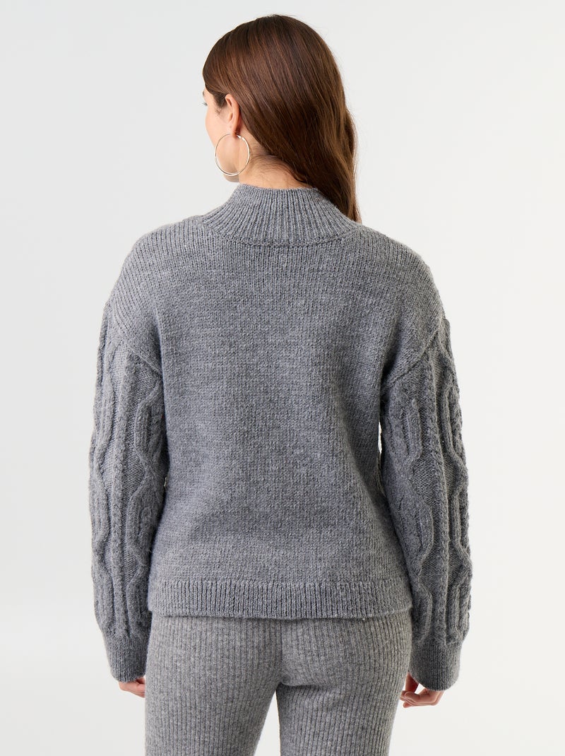 Maglione a maglia grossa a collo alto Grigio - Kiabi