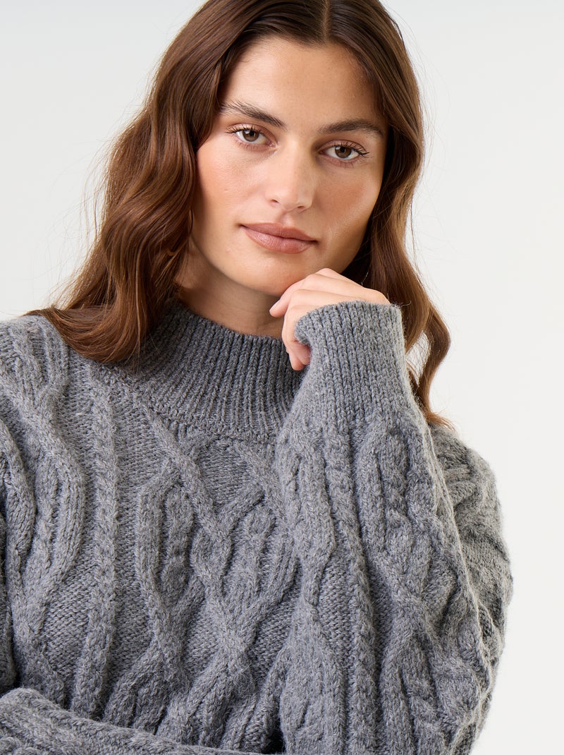 Maglione a maglia grossa a collo alto Grigio - Kiabi