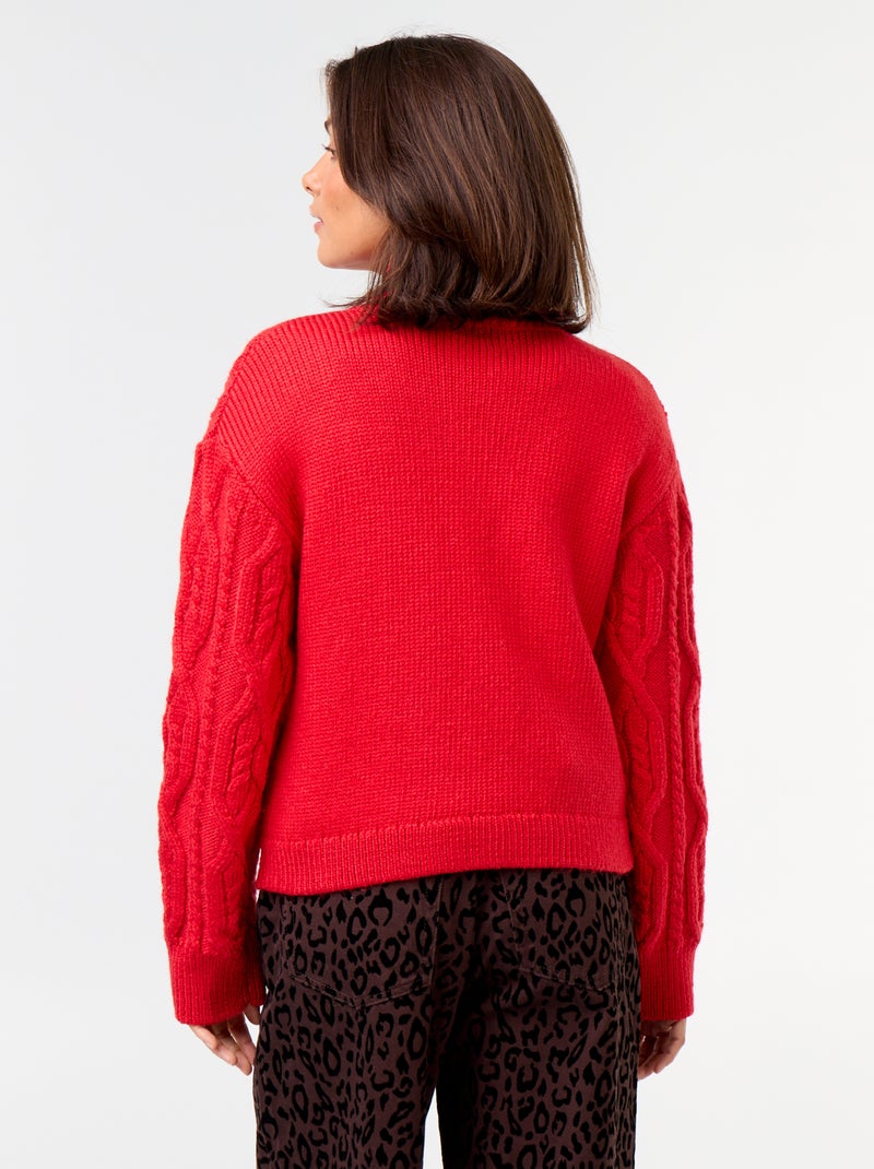 Maglione a maglia grossa a collo alto Rosso - Kiabi