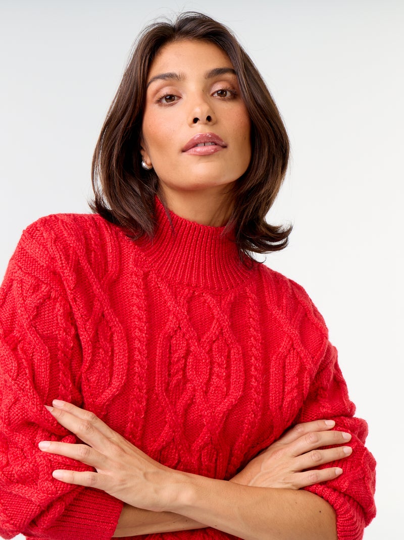 Maglione a maglia grossa a collo alto Rosso - Kiabi