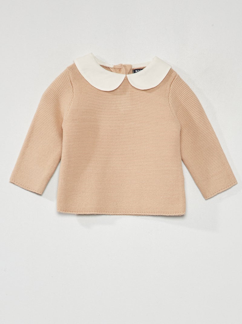 Maglione a maglia punto legaccio BEIGE - Kiabi
