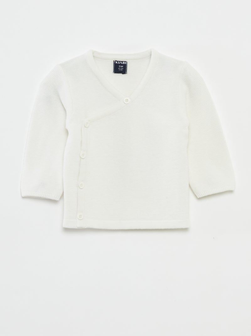 Maglione a maglia punto legaccio BIANCO - Kiabi