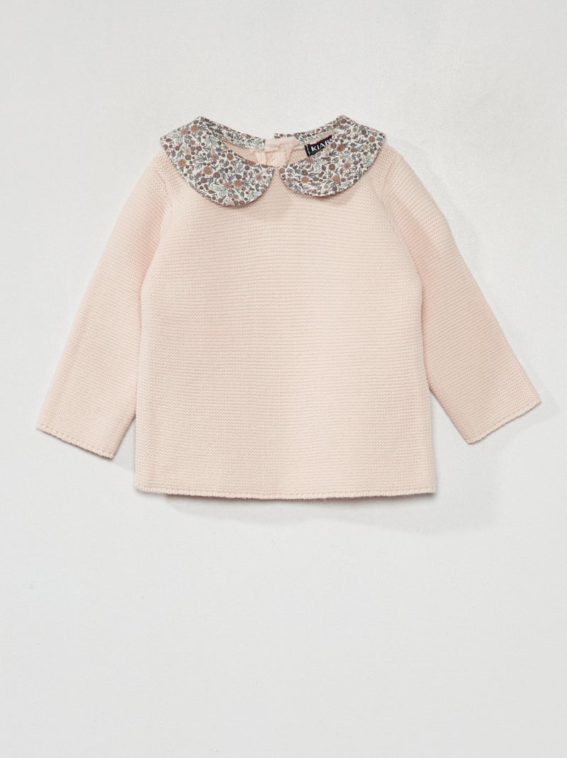 Maglione a maglia punto legaccio ROSA - Kiabi