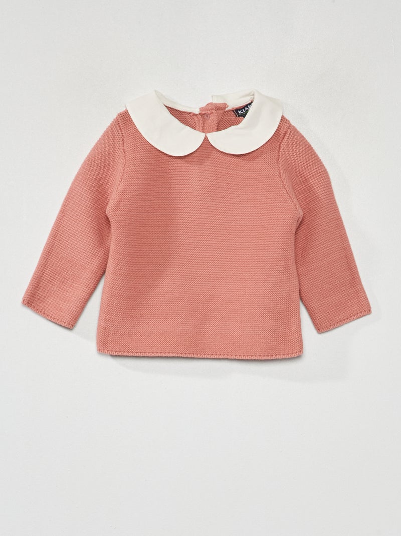 Maglione a maglia punto legaccio ROSA - Kiabi