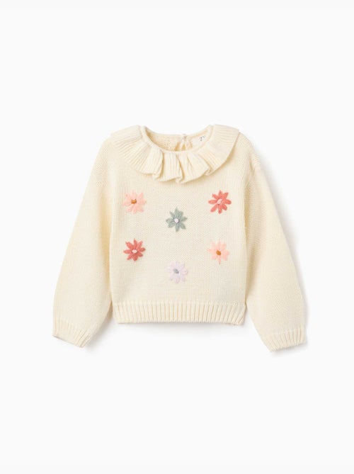 Maglione a maglia spessa con fiori ricamati - Kiabi