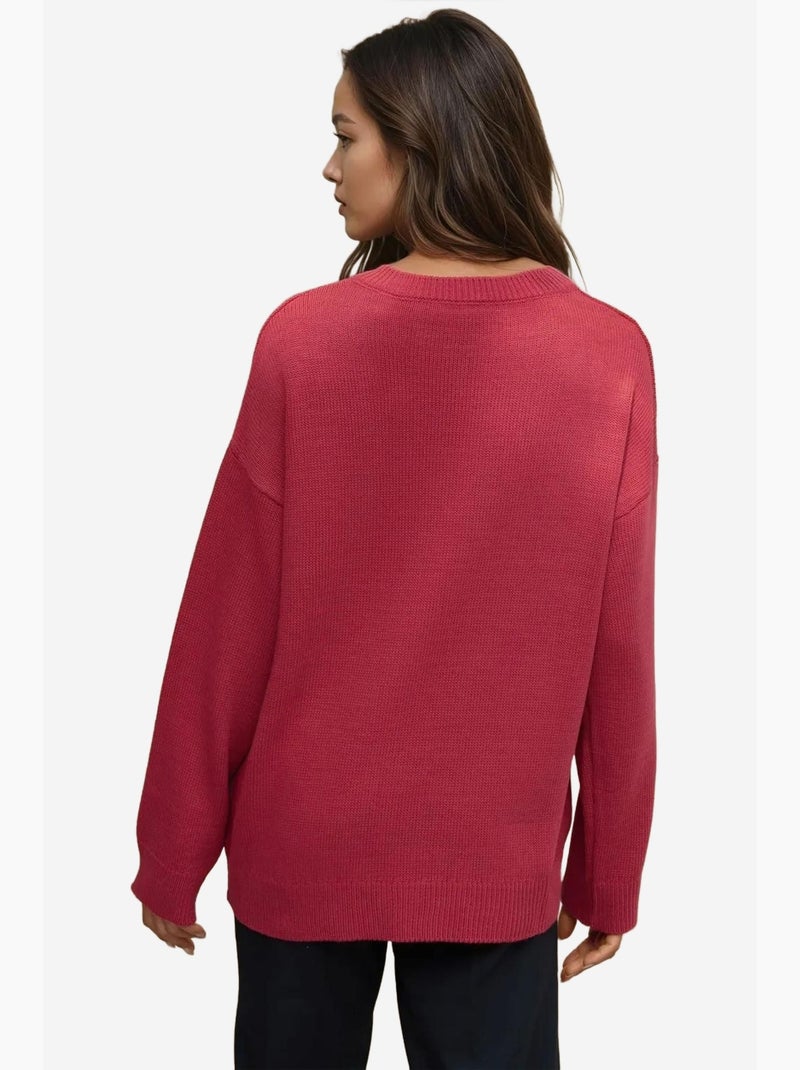 Maglione a maglia spessa con scollo a v hiccup Rosso cashmere - Kiabi