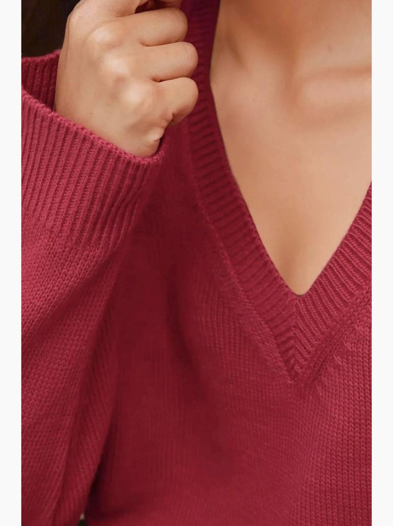 Maglione a maglia spessa con scollo a v hiccup Rosso cashmere - Kiabi