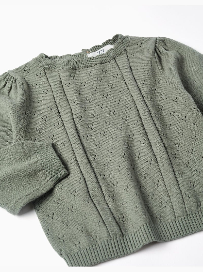 Maglione a maglia traforato di cotone b&s Verde chiaro - Kiabi