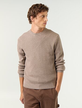 Maglione a maglia waffle girocollo