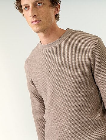 Maglione a maglia waffle girocollo