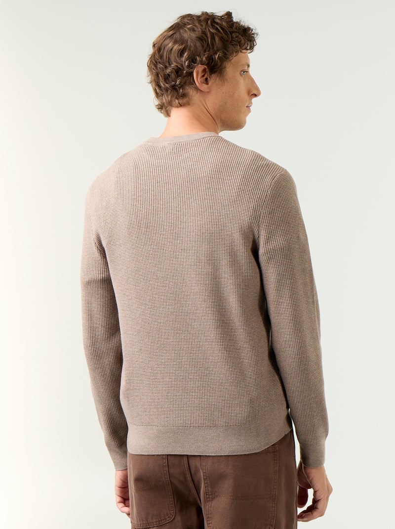 Maglione a maglia waffle girocollo Beige - Kiabi