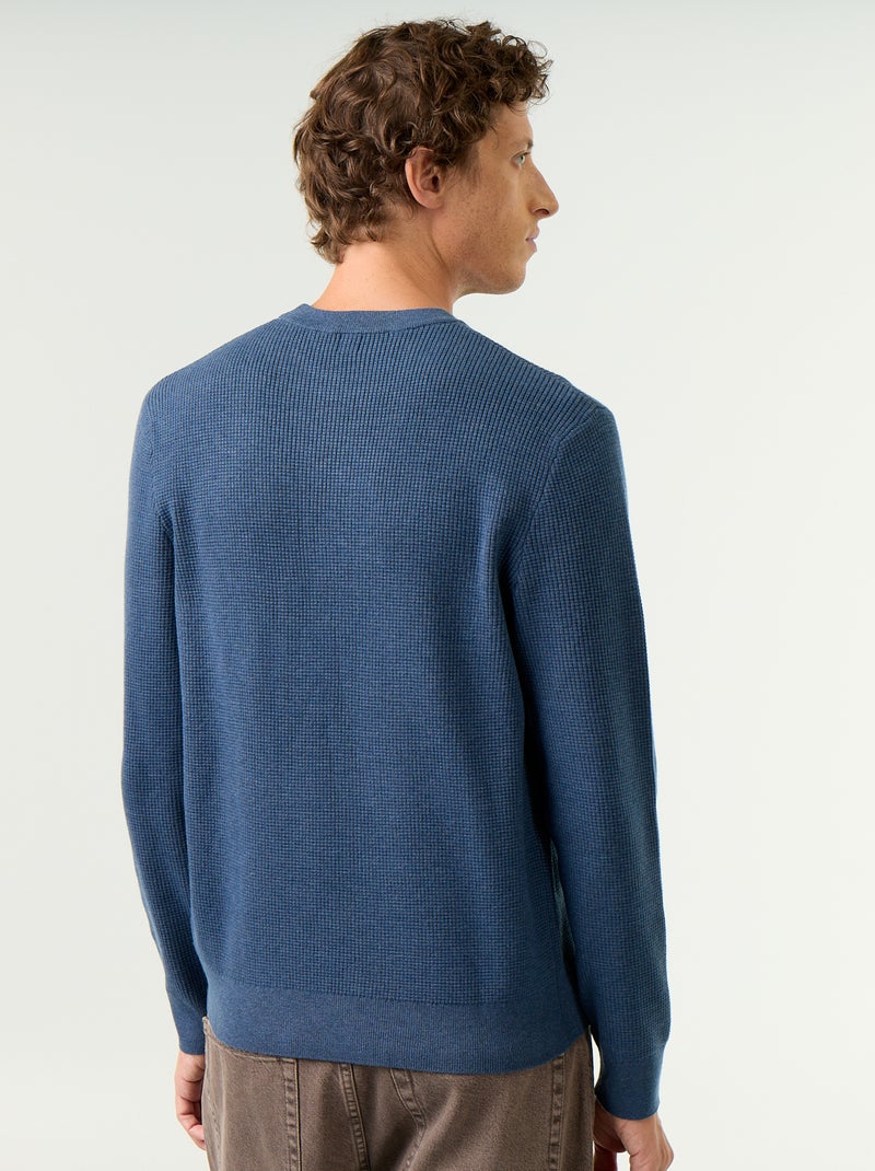 Maglione a maglia waffle girocollo Blu - Kiabi