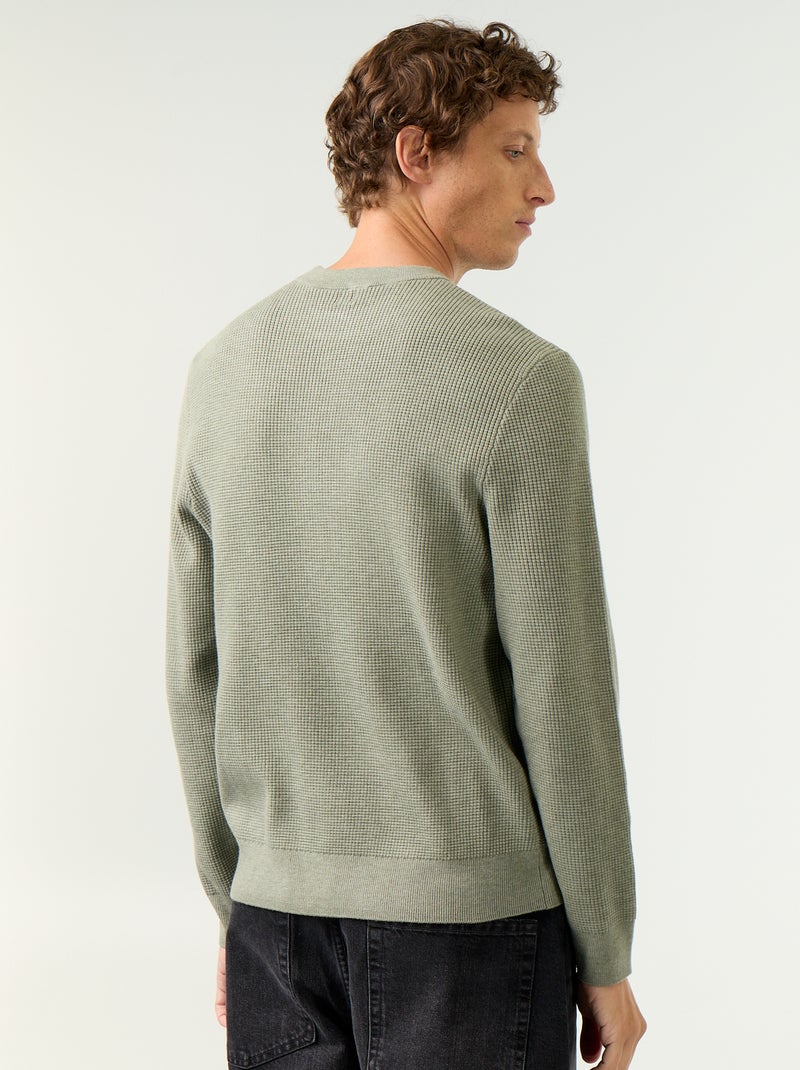 Maglione a maglia waffle girocollo Verde - Kiabi