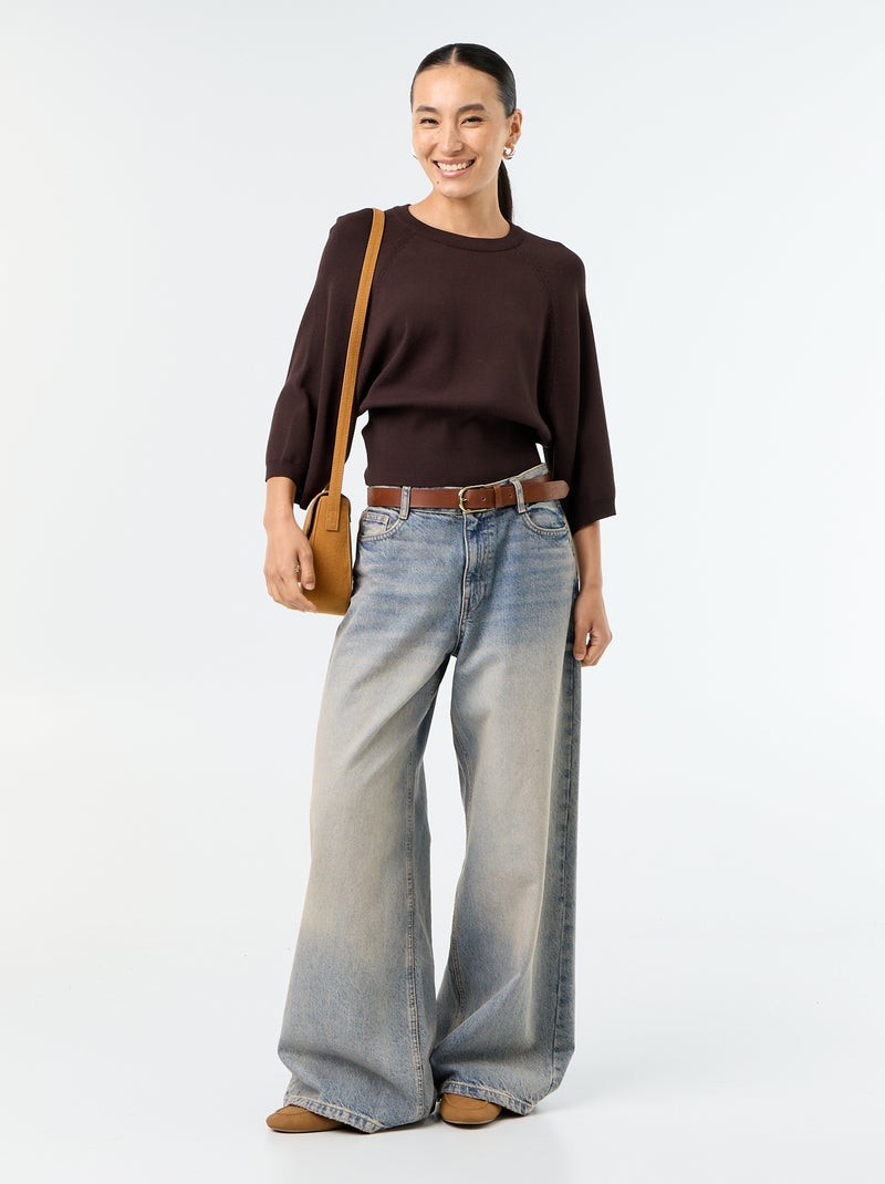 Maglione a maniche corte a 3/4 Marrone - Kiabi