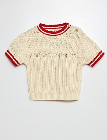 Maglione a maniche corte con maglia traforata