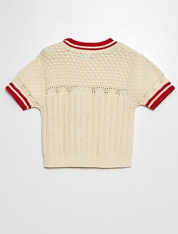Maglione a maniche corte con maglia traforata