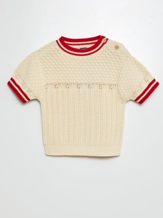Maglione a maniche corte con maglia traforata