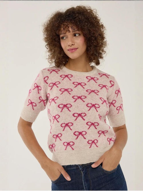 Maglione a maniche corte con motivo a fiocco hiccup - Kiabi Maglione a maniche corte con motivo a fiocco hiccup - Kiabi