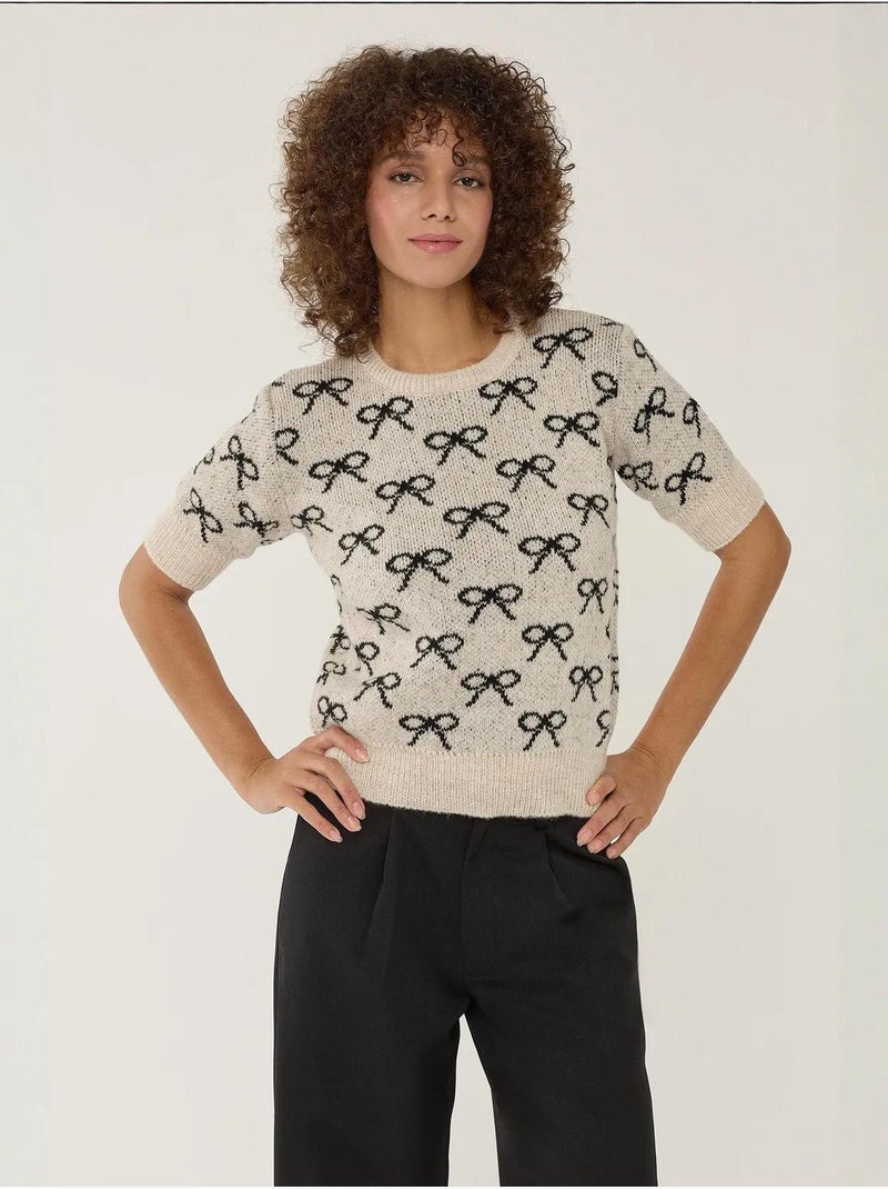 Maglione a maniche corte con motivo a fiocco Multicolore - Kiabi