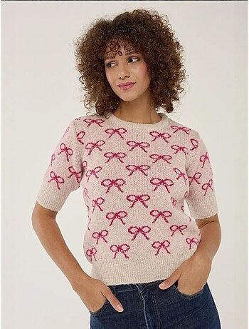 Maglione a maniche corte con motivo a fiocco