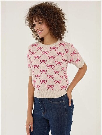 Maglione a maniche corte con motivo a fiocco