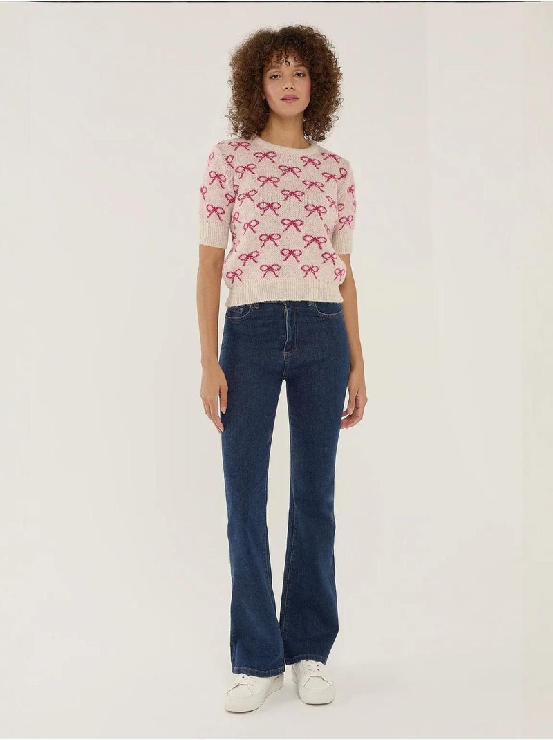 Maglione a maniche corte con motivo a fiocco Rosa - Kiabi