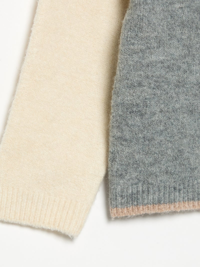 Maglione a maniche lunghe a contrasto Grigio - Kiabi