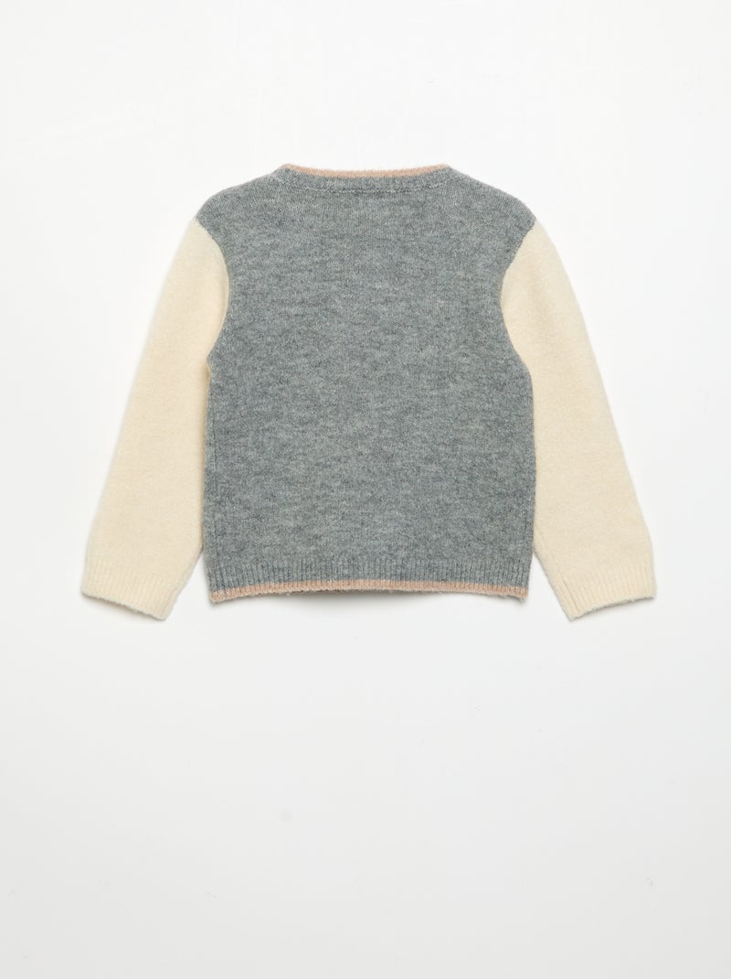 Maglione a maniche lunghe a contrasto Grigio - Kiabi