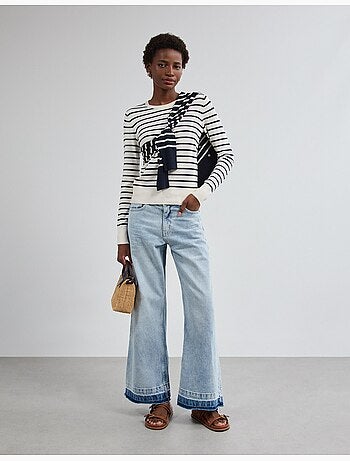 Maglione a maniche lunghe a righe, mo fashion
