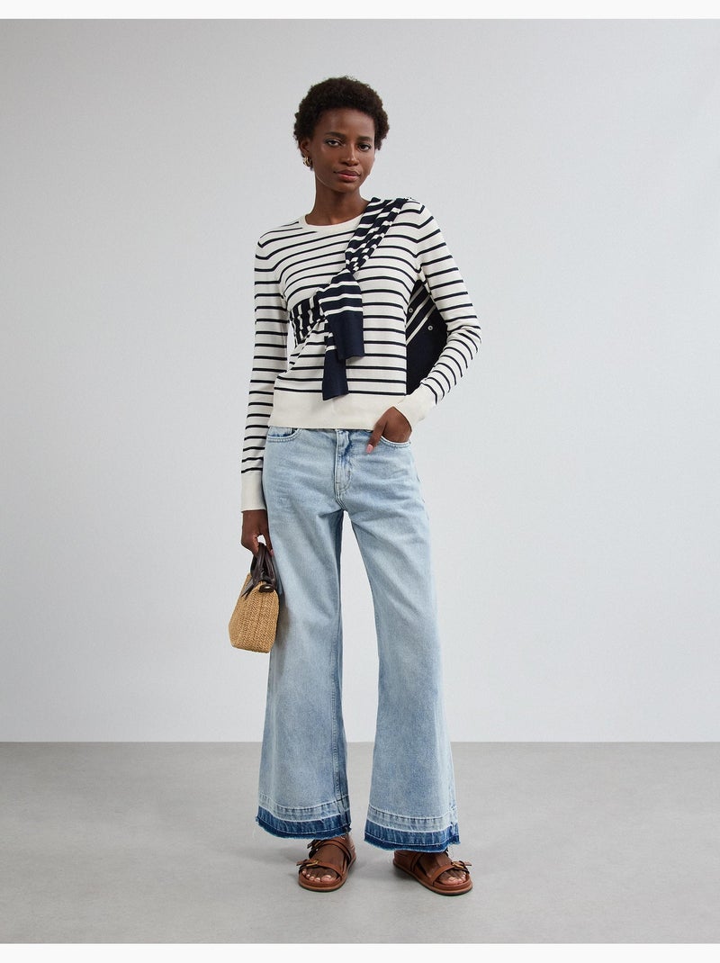 Maglione a maniche lunghe a righe, mo fashion Ecru - Kiabi