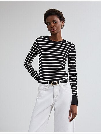 Maglione a maniche lunghe a righe, mo fashion