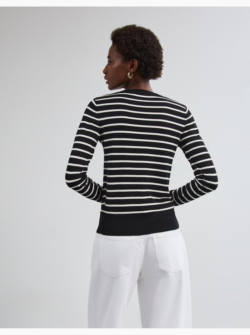 Maglione a maniche lunghe a righe, mo fashion Nero - Kiabi