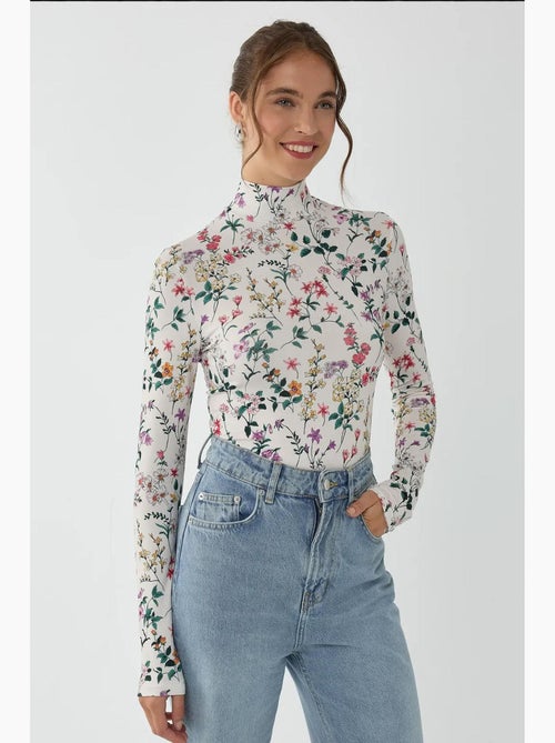 Maglione a maniche lunghe con stampa floreale hiccup - Kiabi Maglione a maniche lunghe con stampa floreale hiccup - Kiabi