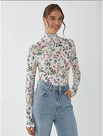 Maglione a maniche lunghe con stampa floreale