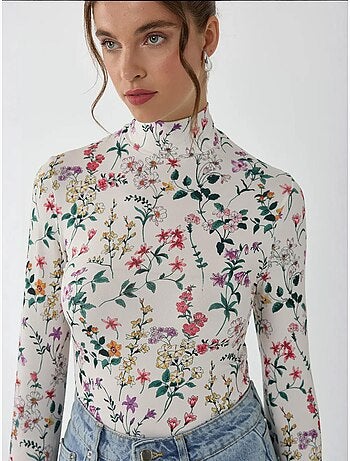 Maglione a maniche lunghe con stampa floreale