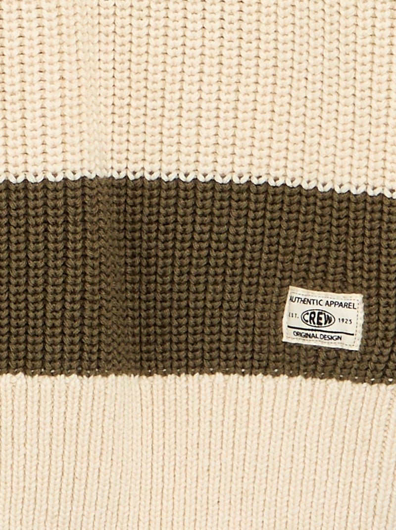 Maglione a maniche lunghe e a righe Kaki - Kiabi