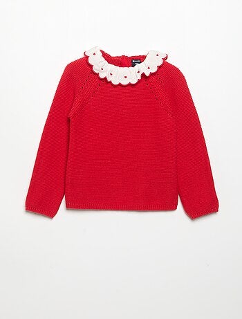 Maglione a maniche lunghe e collo fantasia